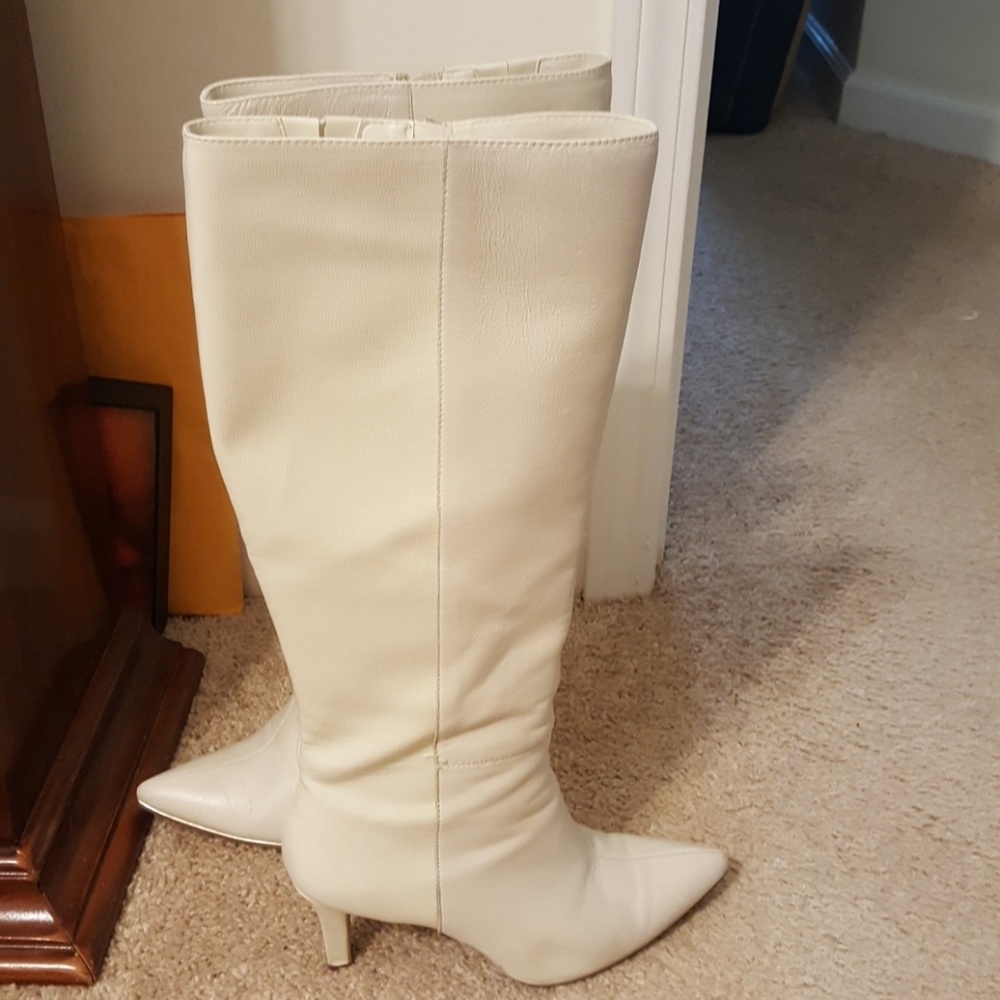 Ivory leather boots